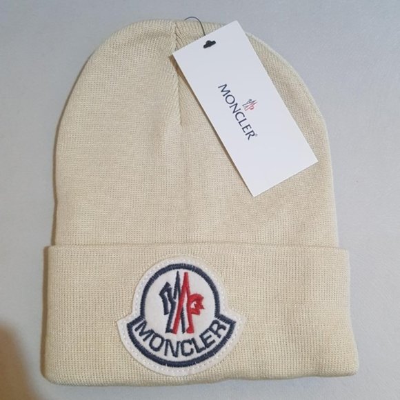 cream moncler hat